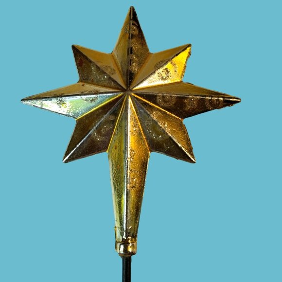 Gold Star Floral Planter Stake Christmas Holiday Bouquet 12 Inch - Picture 1 of 5
